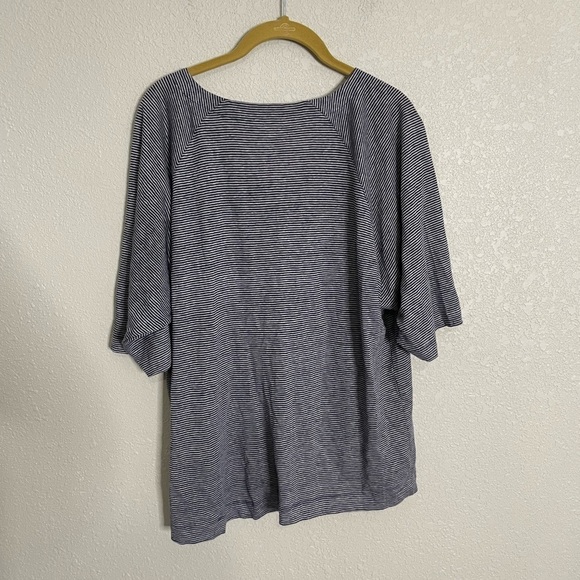 Eileen Fisher Blue Stripe V Neck Shirt XS - Picture 4 of 5